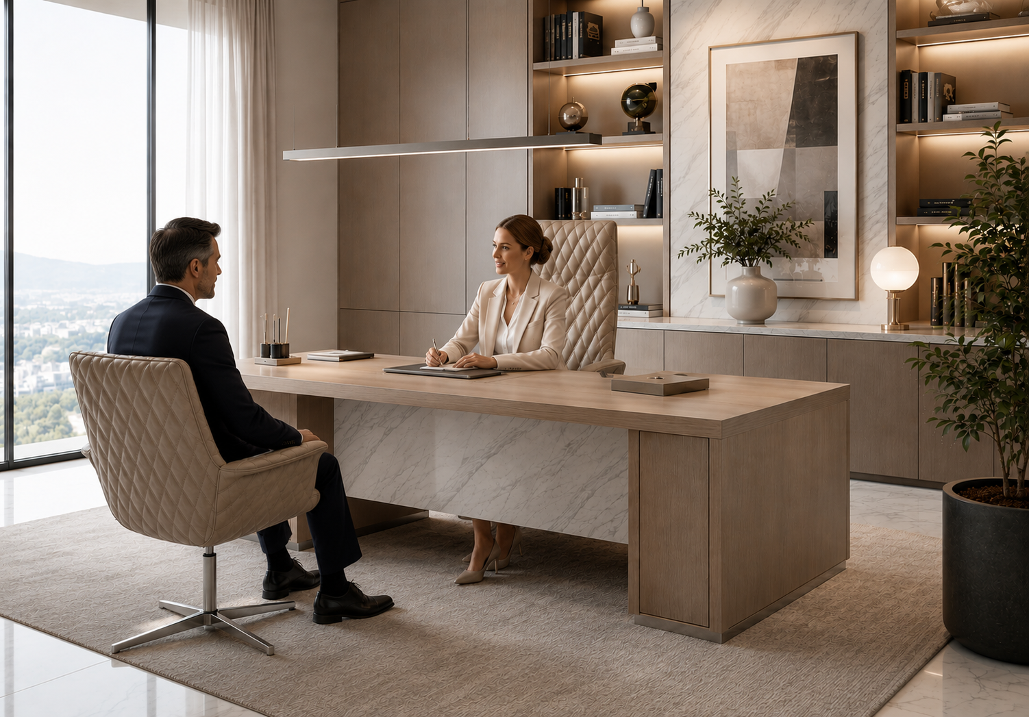 Poltrona direzionale Kim con rivestimento a rombi